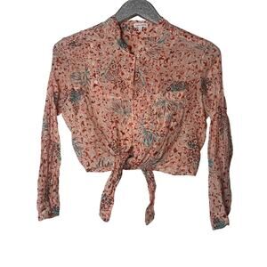 Poupette St. Barth Floral Metallic Stripe Lightweight Top